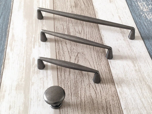 Antique Pewter Cabinet Drawer Pulls Kitchen Hardware Rustic 96 128 192 mm