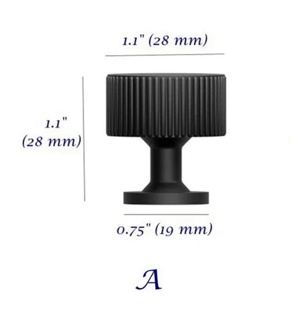 Black Fluted Cabinet Knob Pull Hardware