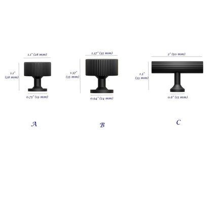 Black Fluted Cabinet Knobs Drawer Pull