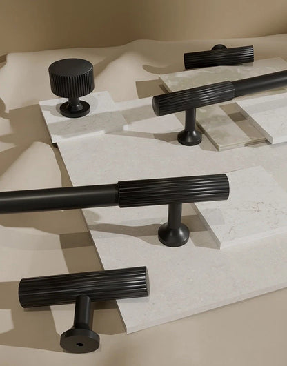 Black Fluted Cabinet Pulls Kitchen Hardware