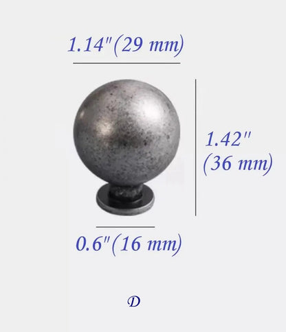 Brass Ball Cabinet Knob Antique Pewter