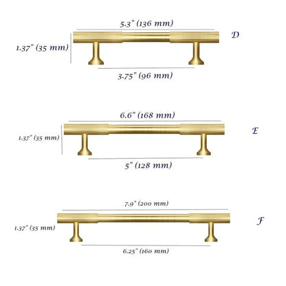 Brass Fluted Cabinet Drawer Pulls Hardware