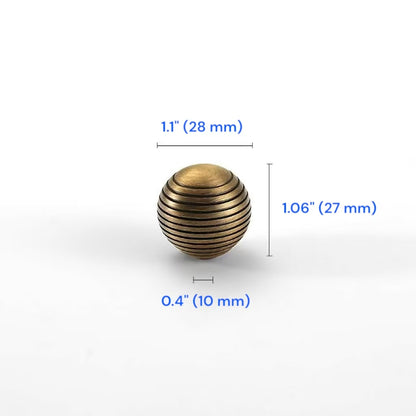 Brass Ball Knobs Aged Bronze Beehive Cabinet Door Pulls Dresser Handles 28 mm Hardware
