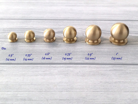 Brass Ball Knobs Brushed Gold Small Drawer Pull
