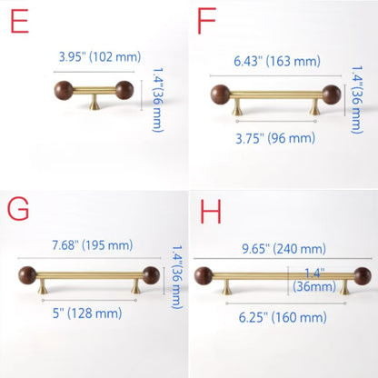 Brass Walnut Cabinet Drawer Pull Handles