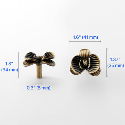 Bronze Flower Cabinet Pulls Brass Kitchen Hardware Dresser Drawer Knobs Art Deco