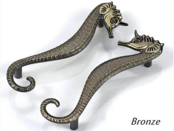 3.75" Pair of Seahorse Cabinet Door Handles - Nautical Drawer Pulls - LynnsHardware
