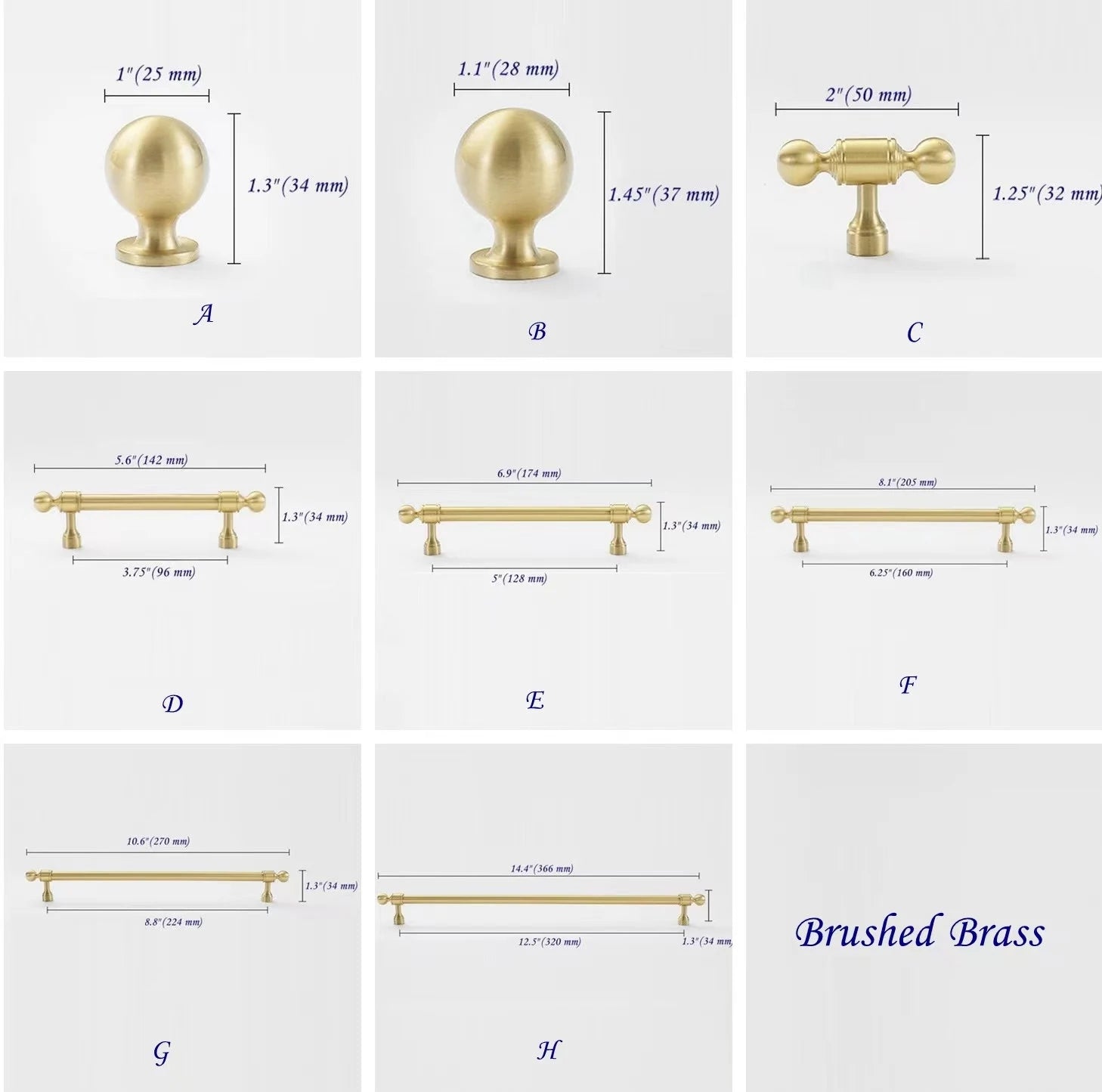 brushed brass cabinet pulls 320 mm