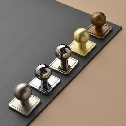 Cabinet Sphere Knob with Square Backplate Gold Bronze Nickel