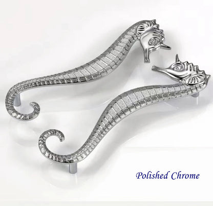 3.75" Pair of Seahorse Cabinet Door Handles - Nautical Drawer Pulls - LynnsHardware