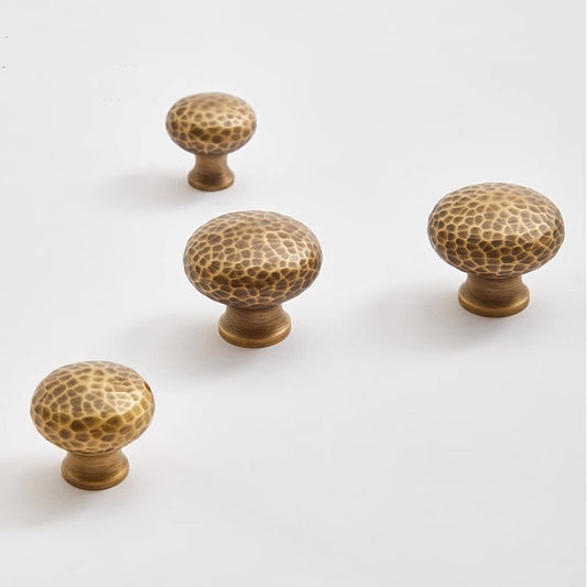 Hammered Brass Cabinet Knobs, Antique Bronze, Transitional Kitchen Hardware