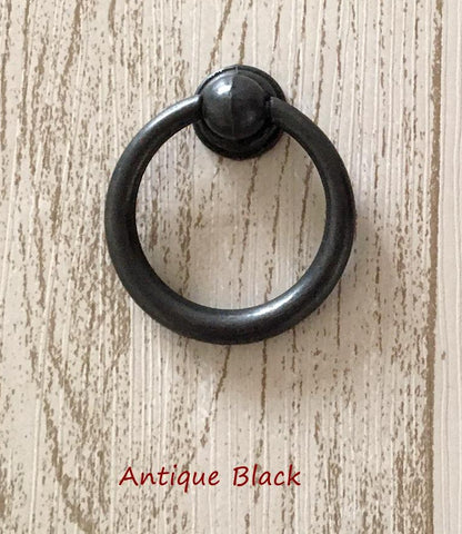 Drop Ring Drawer Pulls Antique Black 1.5 inches