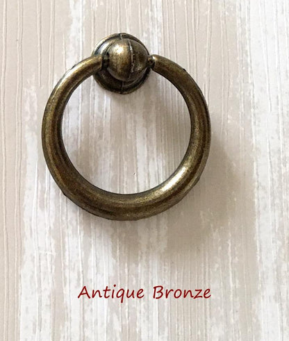Drop Ring Drawer Pull Antique bronze 40 mm