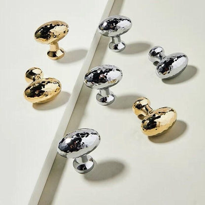 Hammered Egg Knobs Solid Brass Drawer Pull Minimalist Modern Cabinet Knob Polished Gold Silver