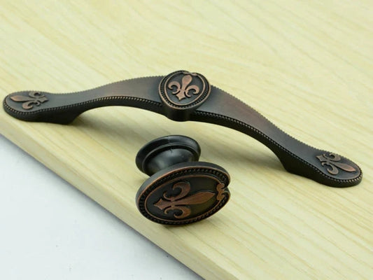 3.75" Fleur De Lis Cabinet Pulls Drawer Knob 96 Centers Oil Rubbed Bronze