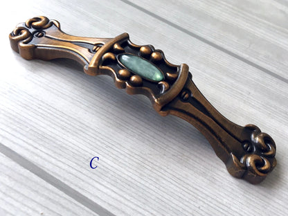 Poignées de tiroir en laiton antique pour armoires vertes, quincaillerie de cuisine