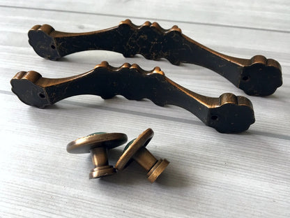 Poignées de tiroir en laiton antique pour armoires vertes, quincaillerie de cuisine