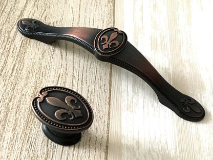 Oil Rubbed Bronze Cabinet Pulls Fleur De Lis Knob French Shabby Chic
