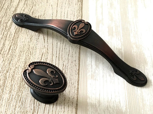 Oil Rubbed Bronze Cabinet Pulls Fleur De Lis Knob French Shabby Chic