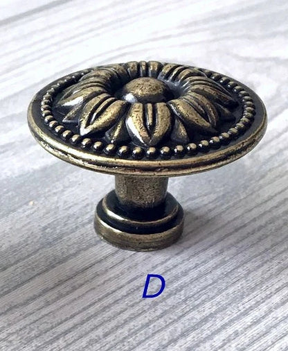 Floral Drawer Knob Antique Bronze Cabinet Pulls Hardware
