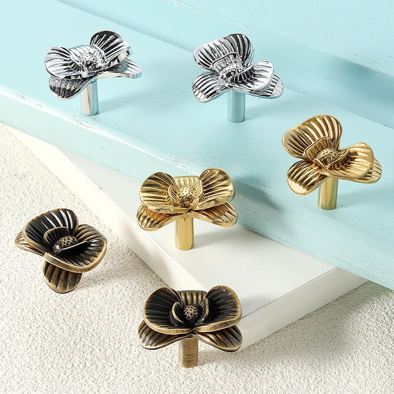 Flower Cabinet Knobs Brass Kitchen Hardware Unique Drawer Pulls Natural Style