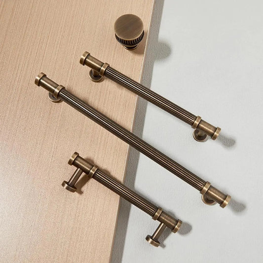 fluted drawer bar handles and knobs in antique bronze finish