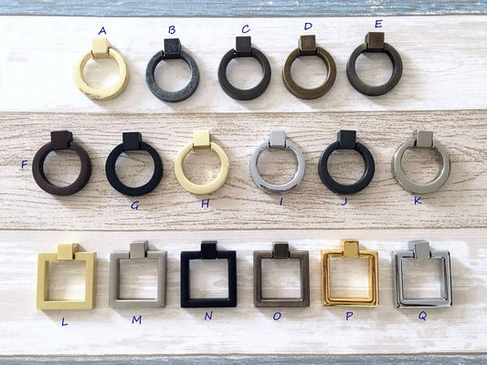 Ring Drawer Pull Cabinet knobs, Gold, Nickel, Bronze, Black