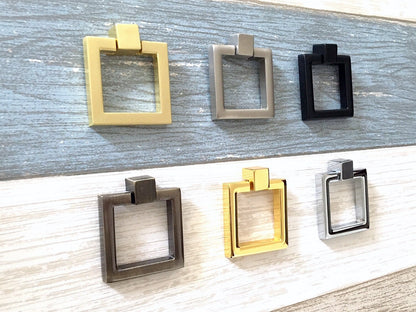 Ring Drawer Pull Cabinet knobs, Gold, Nickel, Bronze, Black