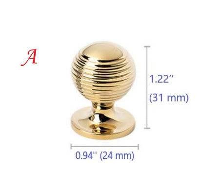 Beehive Brass Cabinet Pulls and Knobs, Polished Gold and Chrome, Luxurious