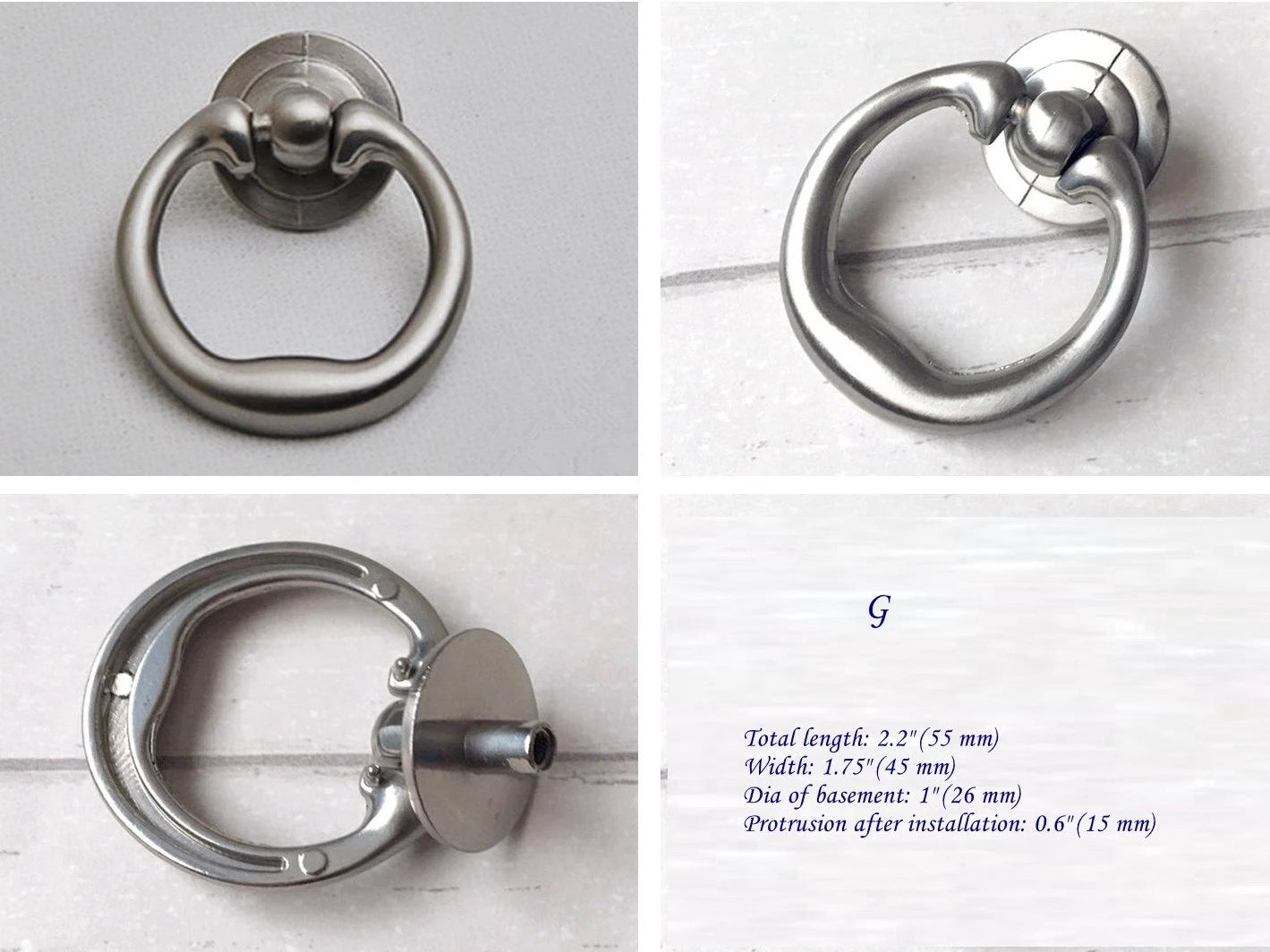 Nickel Cabinet Knobs, Drop Ring Drawer Pulls, Modern Kitchen Hardware