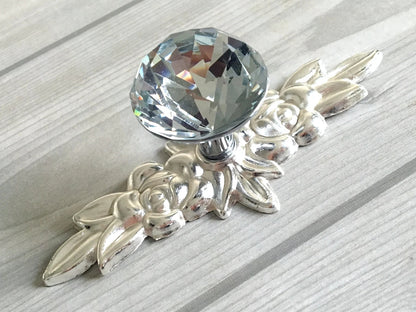 Glass Knobs Drawer Pull Backplate Shabby Chic Sleek