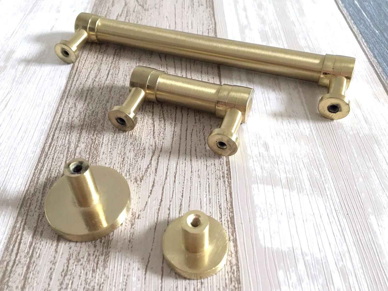 Brushed Gold Cabinet Bar Pulls - 2" to 18" Centers LynnsHardware Brushed Gold Cabinet Bar Pulls - 2" to 18" Centers LynnsHardware