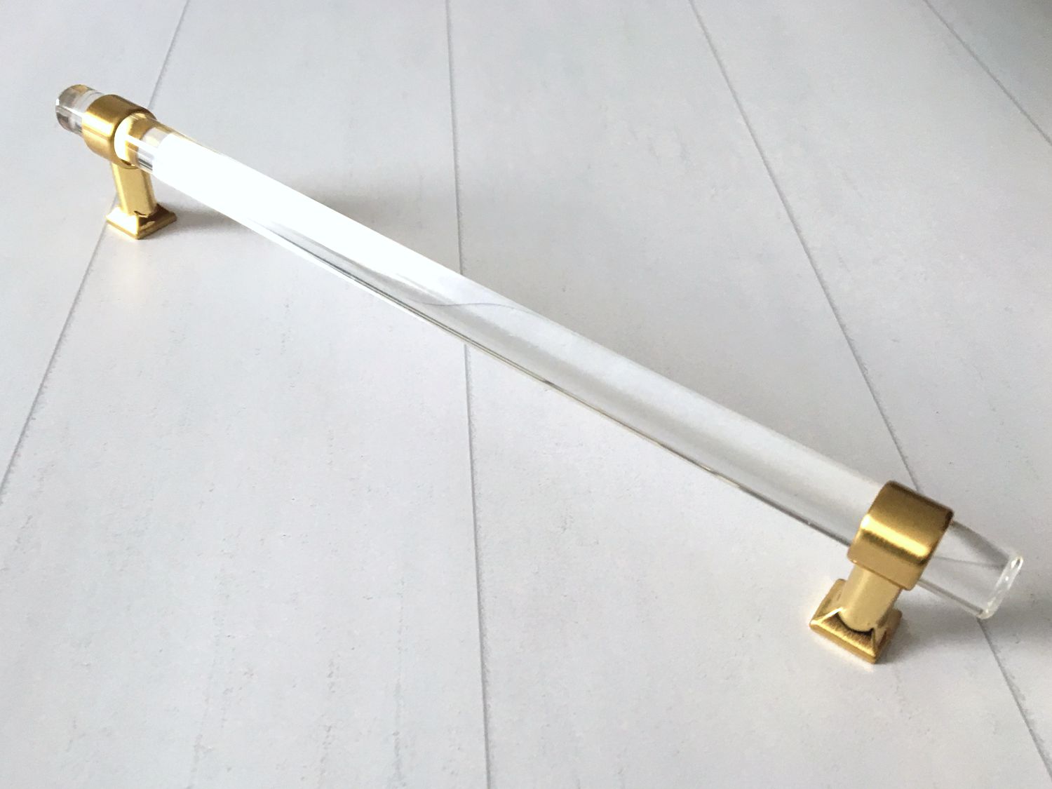 Gold Clear Lucite Cabinet Handles Hardware Kitchen Knobs Dresser Drawer Pulls MCM