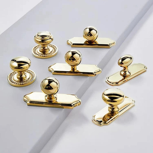 Luxurious polished brass round Kitchen Knobs with Backplate 