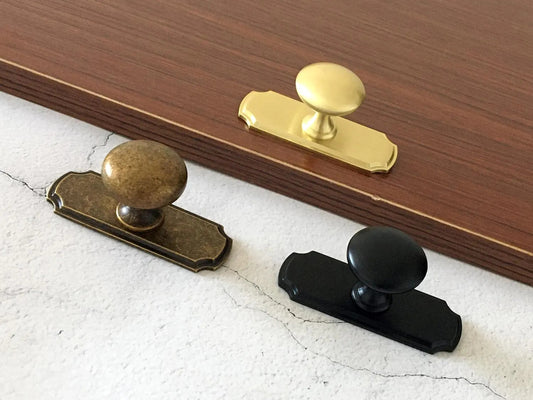 Gold Knob Backplate Cabinet Pull Dresser Drawer Knobs MCM Kitchen Knobs Hardware
