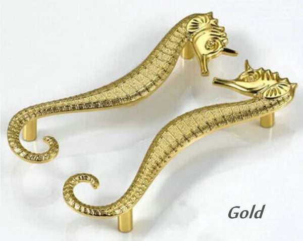 3.75" Pair of Seahorse Cabinet Door Handles - Nautical Drawer Pulls - LynnsHardware