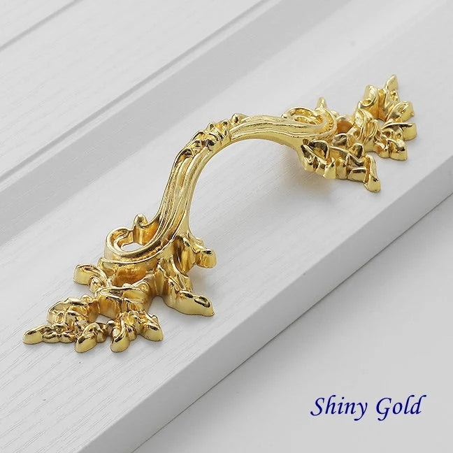 2.5" 3.75" C-C French Provincial Leafy Drawer Pulls, Antique Bronze Gold Silver, 64 96 mm Holes