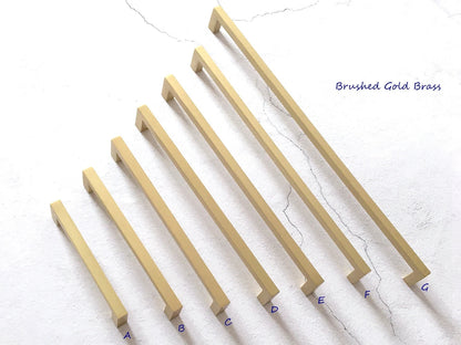 gold cabinet handles slim Square MCM kitchen hardware