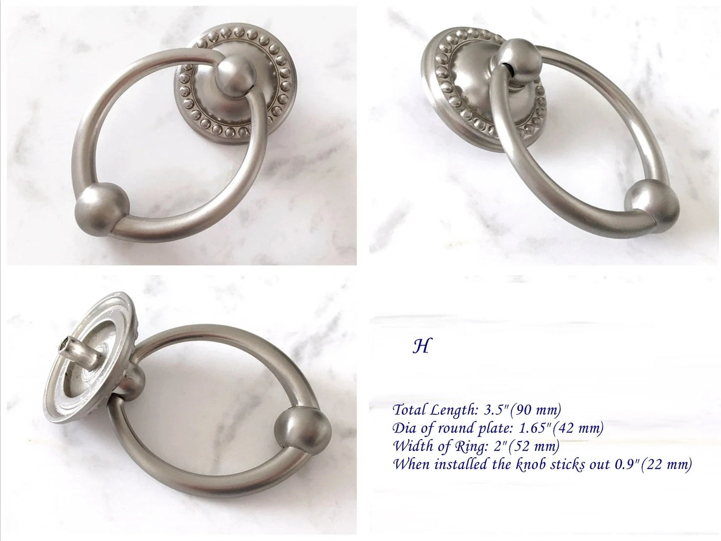 Nickel Cabinet Knobs, Drop Ring Drawer Pulls, Modern Kitchen Hardware