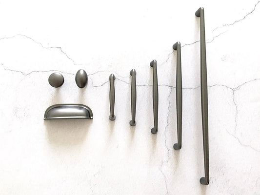 Gunmetal Gray Cabinet Handle, Drawer Knob, Kitchen Cup Pull | Lynns Hardware