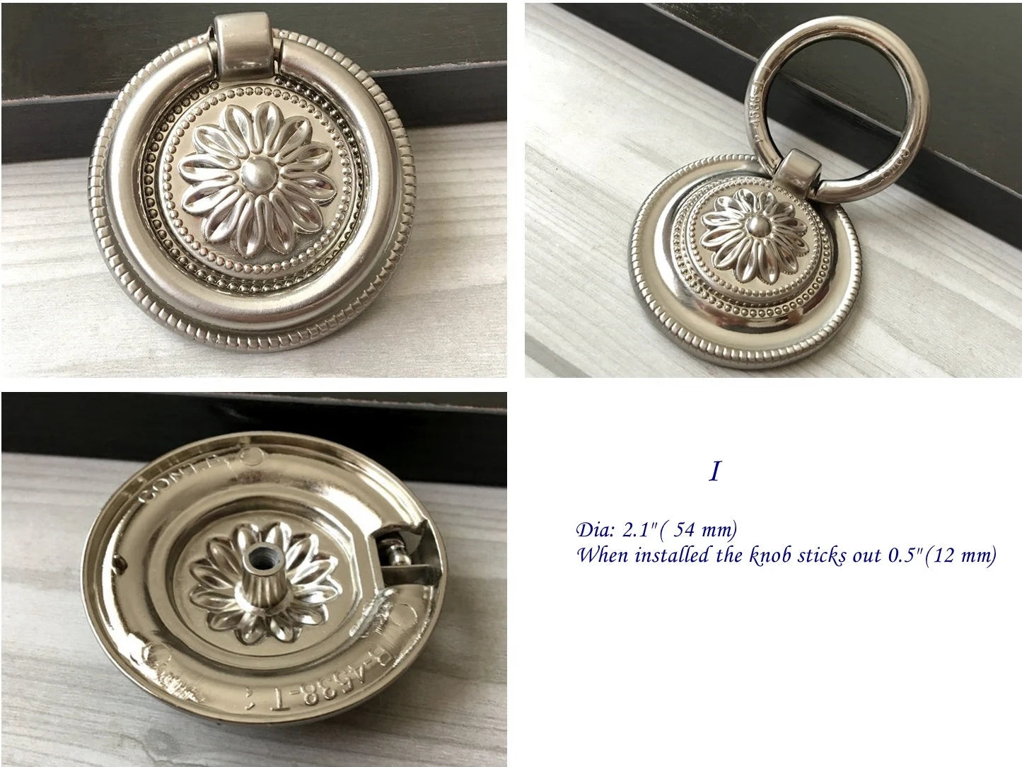 Nickel Cabinet Knobs, Drop Ring Drawer Pulls, Modern Kitchen Hardware