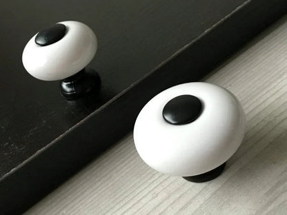 round ceramic knobs with matte black center