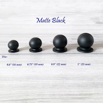 Set of four matte black spherical tiny knobs