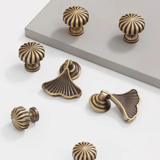 modern antique bronze pumpkin knobs and ginkgo pendant pulls