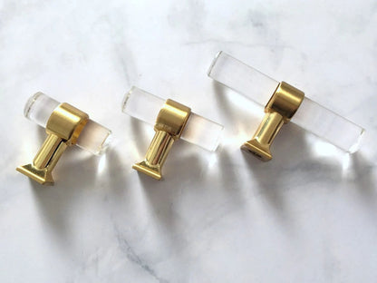 Lucite Drawer Pulls Cabinet Knob Gold
