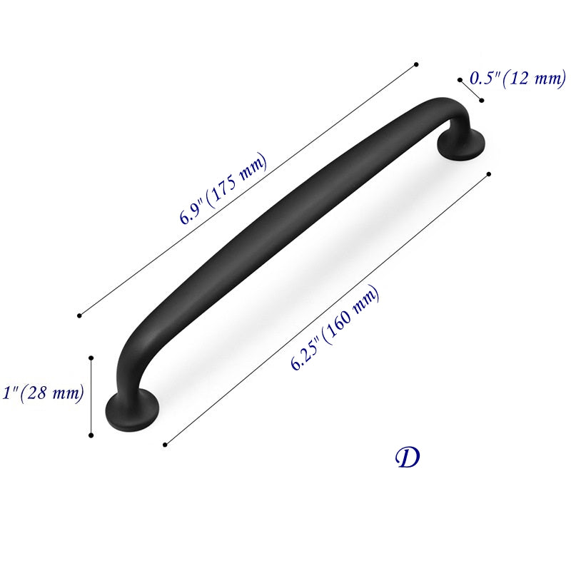 Matte Black Cabinet Hardware Drawer Handles 160 mm