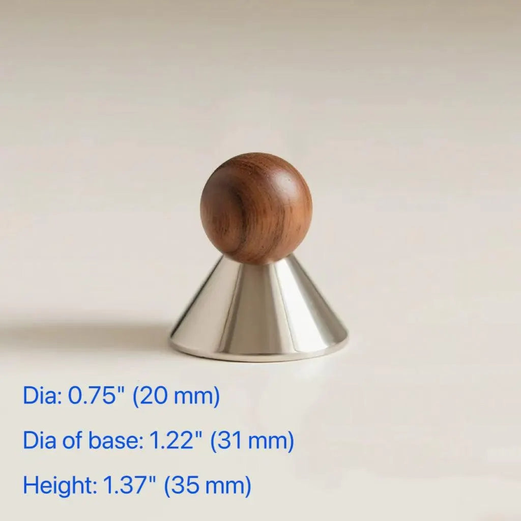 Modern Walnut Brass Dresser Drawer Knob Cabinet Pulls Chrome 20 mm
