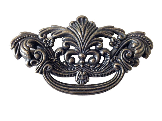 3" Drop Bail Pull Handle Drawer Pulls with backplate, Vintage Style, Antique Bronze, 76 mm Centers