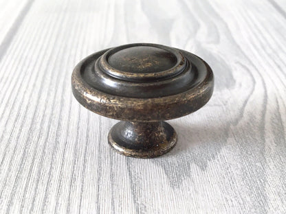 Grande poignée de suspension en bronze antique de 15 cm, bouton rond de style vintage