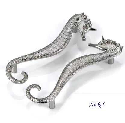 3.75" Pair of Seahorse Cabinet Door Handles - Nautical Drawer Pulls - LynnsHardware